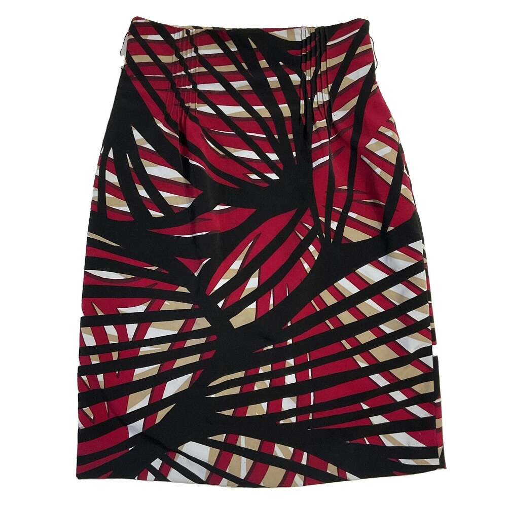 Worthington Women Skirt 10 Black Red Geometric Pencil Lined Midi